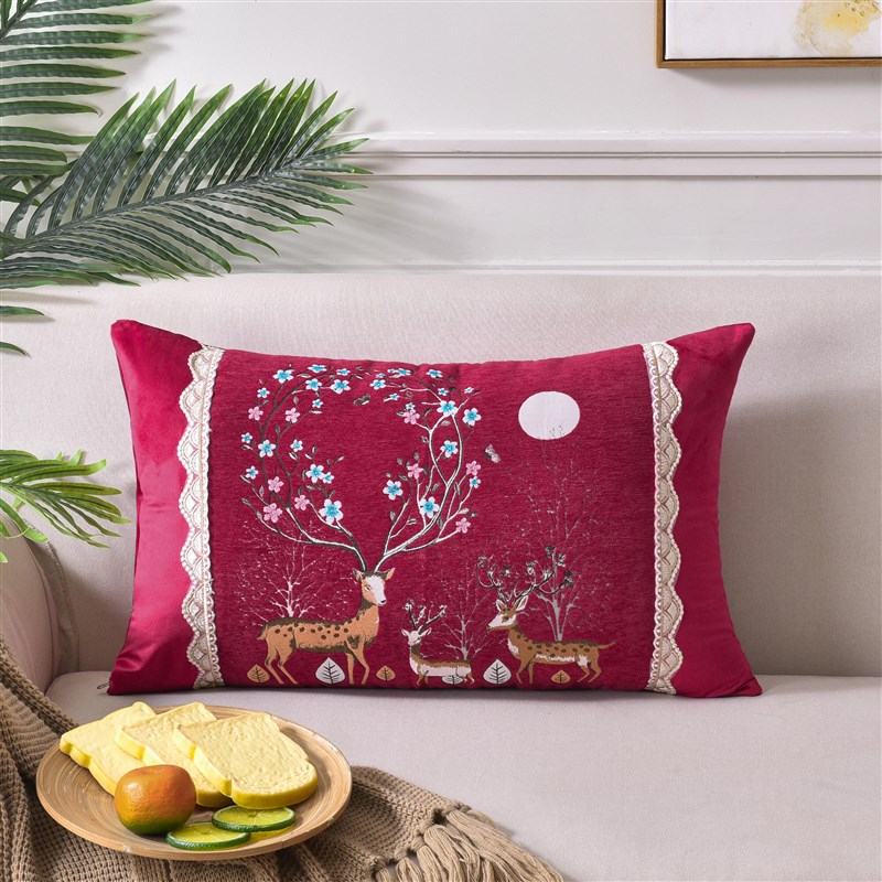 简约风大号加厚雪尼尔长方形抱枕套沙发卧室床头靠垫定做含芯6080