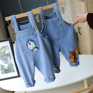 夏季新款男童薄牛仔背带裤1-3岁宝宝七九分裤小童夏装韩版潮连体