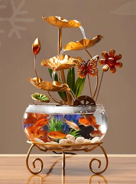 风车流水摆件循环水桌面办公室茶台收银台清新装饰开业玄关礼招财