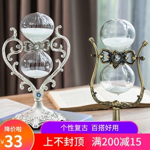 欧式摆件旋转计时沙漏装饰品家居客厅玄关电视高档奢华摆设工艺品