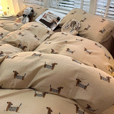 a类双层纱儿童卡通四件套全棉床单被套床上用品三件套男孩