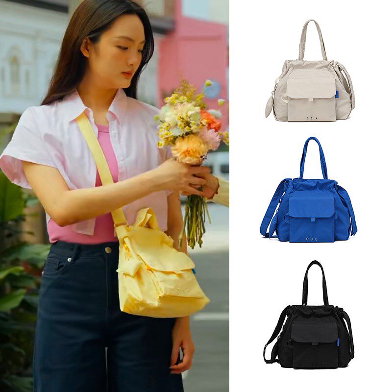 斜挎手提包女两用设计感小众上班通勤旅行超轻黄色尼龙洋气小包包