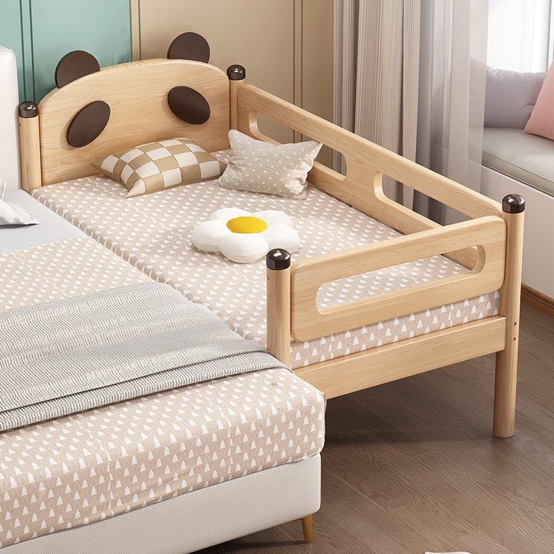 实木儿童拼接床带护栏婴儿宝宝小床加宽可定制宝宝单人床大人可睡