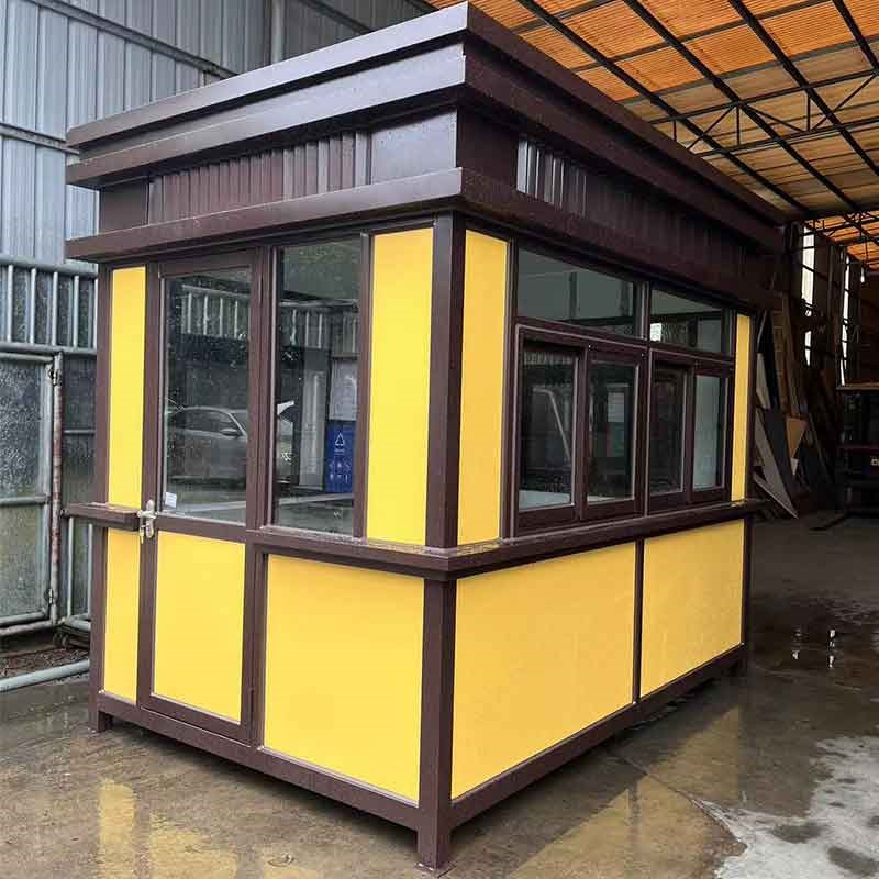 停车场方形不锈钢收费岗亭工地门卫室值班室空调厂家定制吸烟亭