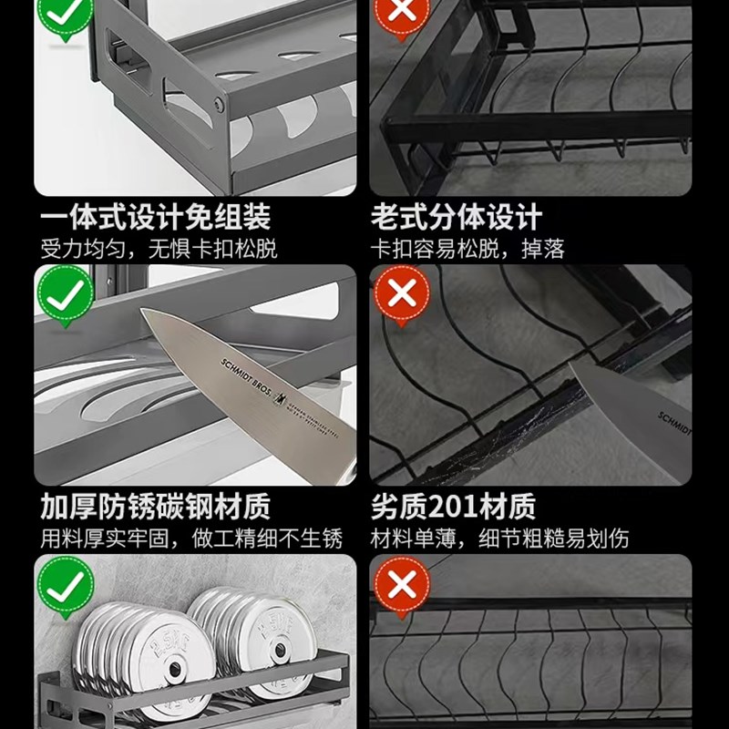 厨房碗架置物架不锈钢盘子碗碟筷子汤勺餐具收纳架墙上壁挂免打孔