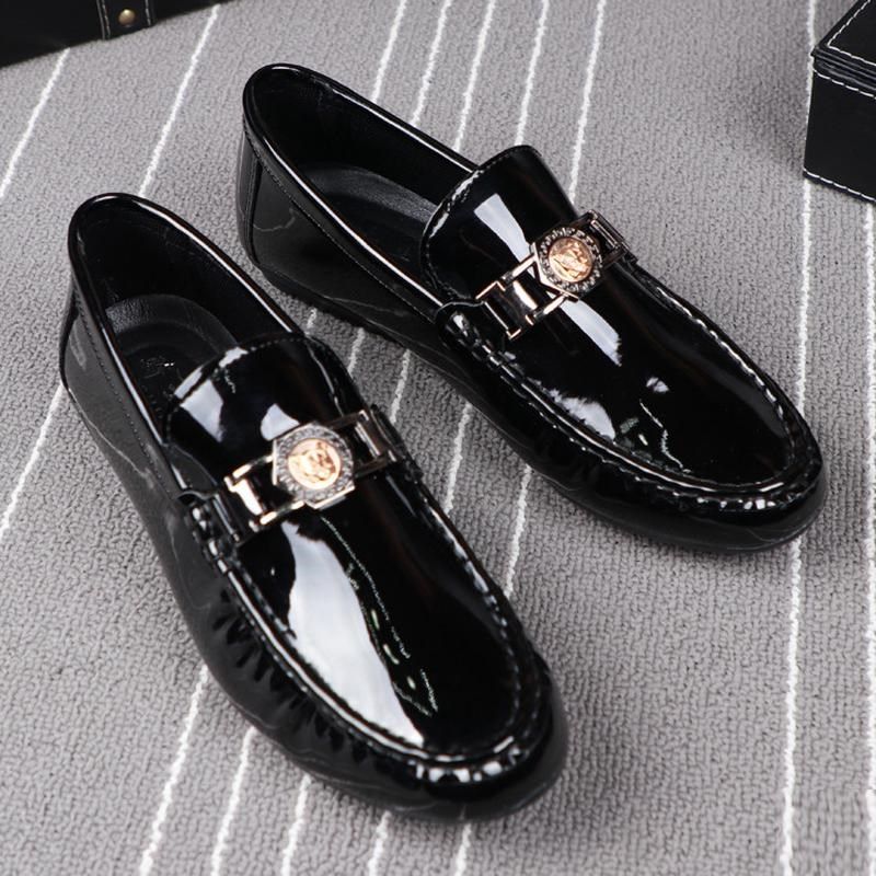 2025秋季新款漆皮豆豆鞋男百搭亮潮流懒人鞋面个性亮皮英伦休新款,流行男鞋,乐福鞋（豆豆鞋）,淘宝优惠券,粉丝福利购,淘宝优惠卷