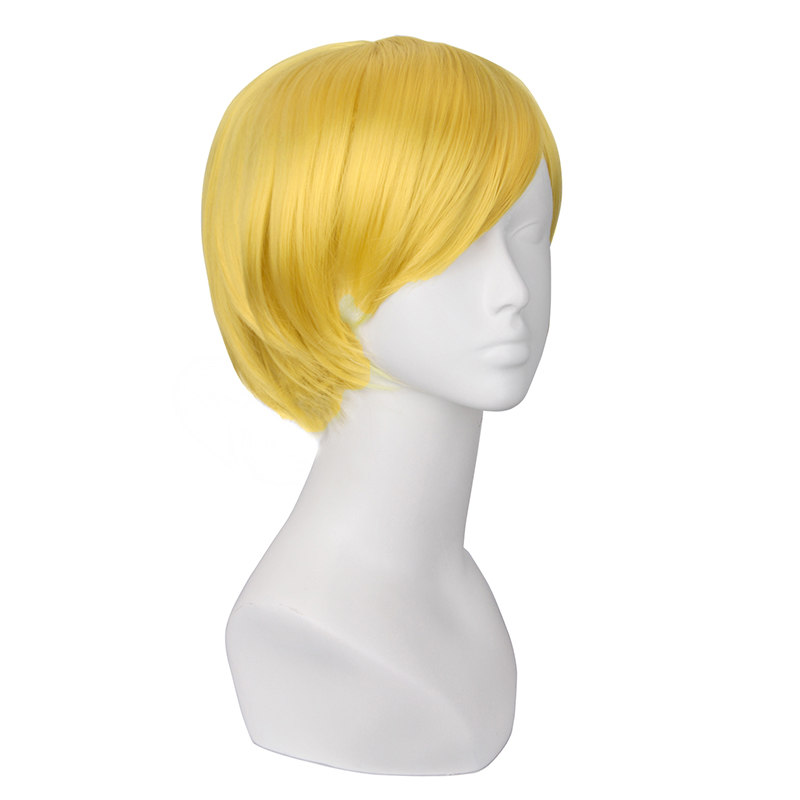 潼漫 cos假发男女适用短发30CM万用反翘直发金黄色动漫假毛全头套