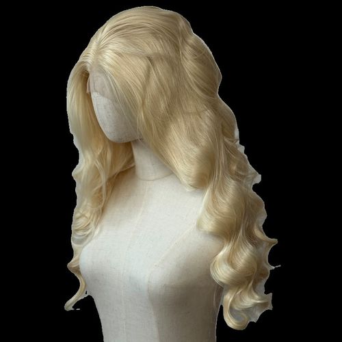 金色前蕾丝化纤大蕾丝高温丝假发金黄色欧美波浪卷发整顶假发60cm