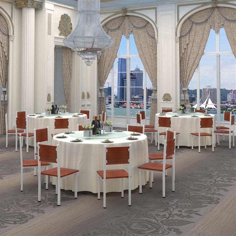 圆桌圆餐桌椅组合带转盘快餐饭店酒店大圆桌家用6人10人圆形饭桌