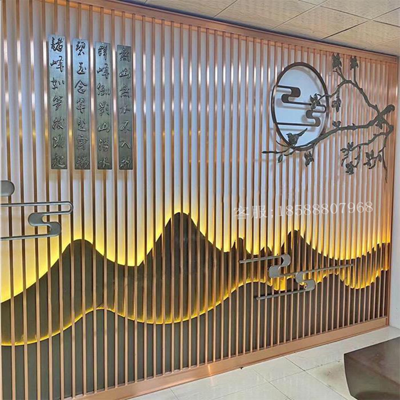 速发不锈钢屏风 高端l酒店金属隔断 售楼部格栅背景墙大堂玄关