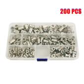 200PCS盒装 不锈钢铆钉螺母M3M4M5M6平头竖纹拉铆螺母