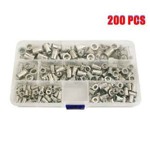 200PCS盒装 不锈钢铆钉螺母M3M4M5M6平头竖纹拉铆螺母
