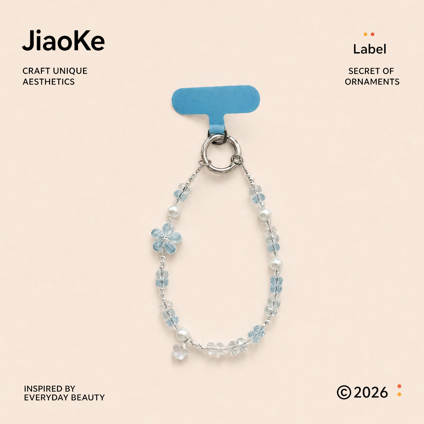 thumbnail for Banana Shell INS style colorful ice-transparent floral crystal chain anti-drop rope for sweet girls delicate pendants high-end pads suitable for DJI pocket3 4 camping wrist style keychain hanging bag chain