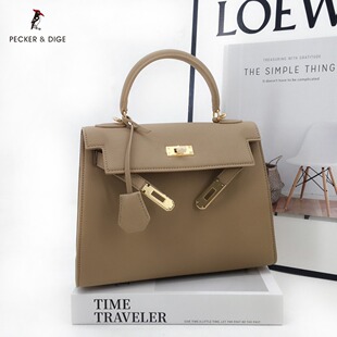 真皮高级感手提包气质凯莉包2872 商场同款 啄木鸟女包正品 2025新款