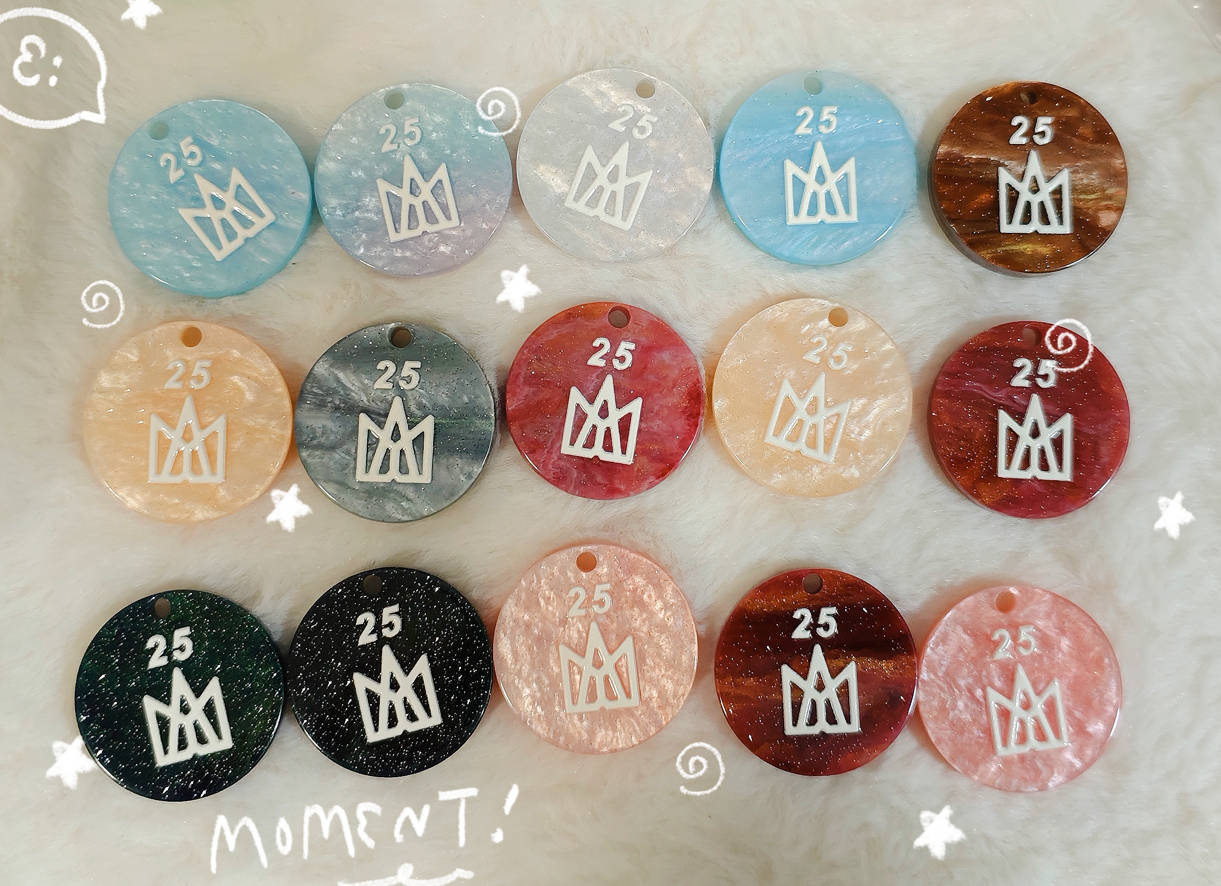 Lunas DIY醋酸圆饼五月天团标系列吊孔手机链包挂件配件