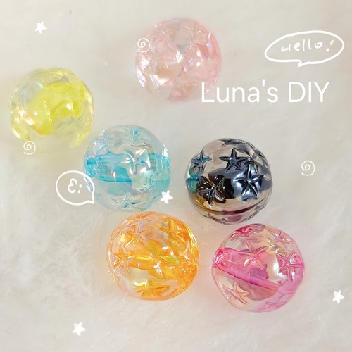Lunas DIY亚克力卡10星星圆珠透色珠巨闪手工DIY串珠手串饰品配件