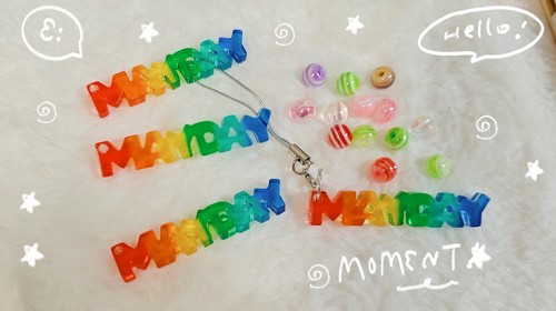 Lunas DIY亚克力彩色字牌Mayday手机链包挂件配件挂绳