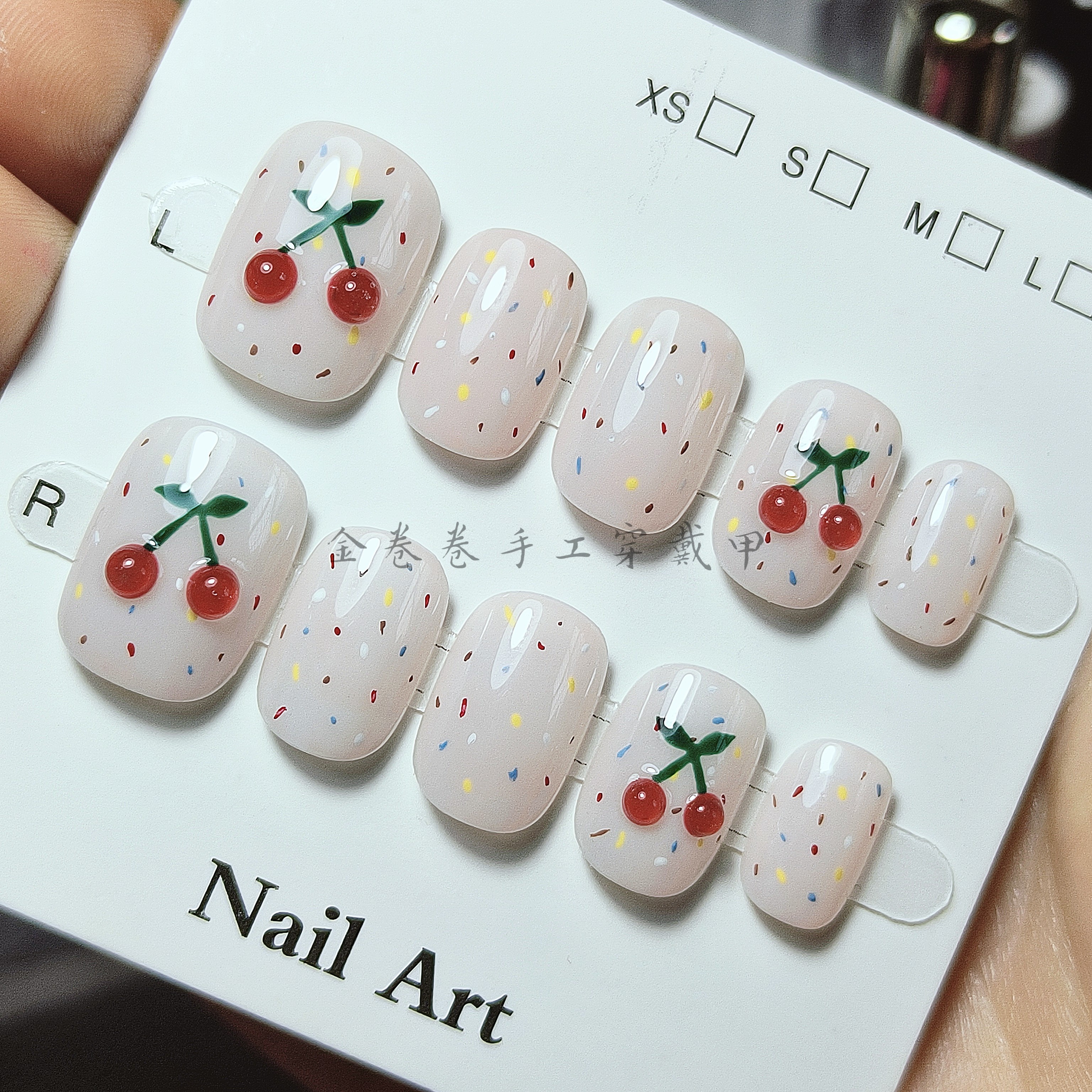 纯手工穿戴甲豆豆甲短款美甲显白高级感假指甲贴片小清新可爱风,彩妆/香水/美妆工具,穿戴甲/甲片,淘宝优惠券,粉丝福利购,淘宝优惠卷