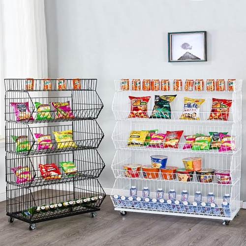 超市货架斜口篮叠笼特产饮料零食斜口框斜口蓝网架置物小货架