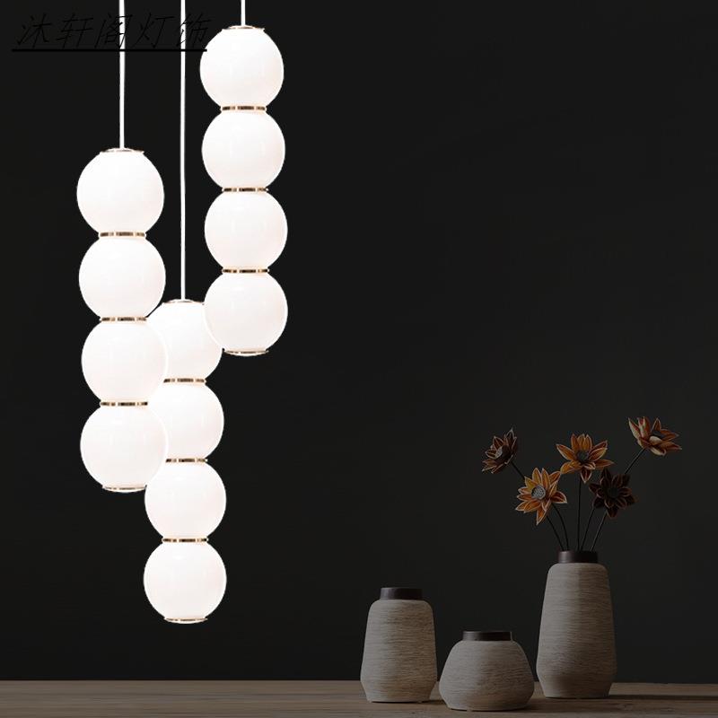 北欧创意个性串珠旋转楼梯吊灯现代简约别墅客厅餐厅床头玻璃吊灯