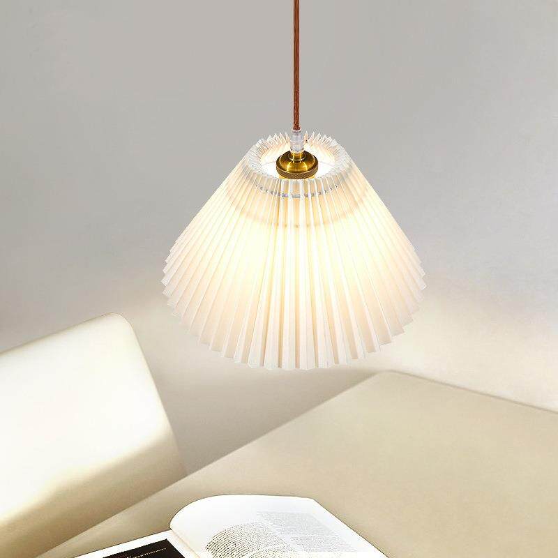 北欧ins鱼线吊灯床头吊灯卧室个性日式餐厅灯设计师简约百褶灯具