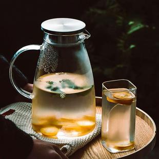 冷水壶 凉水壶玻璃耐高温家用大容量杯耐高温果汁凉白开茶壶套装