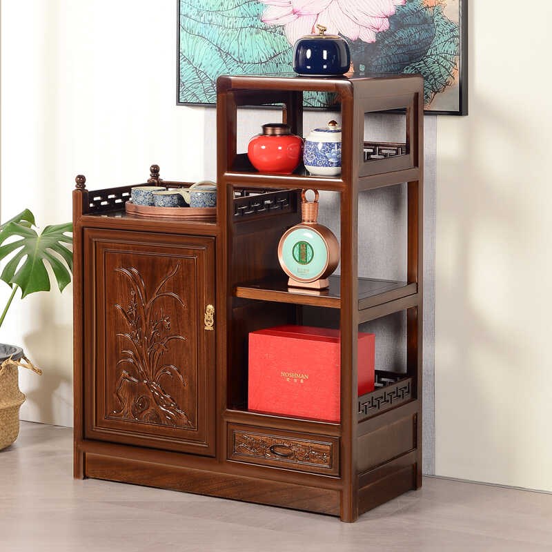 中式实木茶水柜家用餐边柜客厅茶水台办公酒水柜榆木储物柜茶叶柜