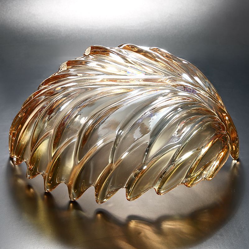 水晶玻璃碗小果盘碟羽毛水果盘糖果罐叶子2023家用客厅精致高级感