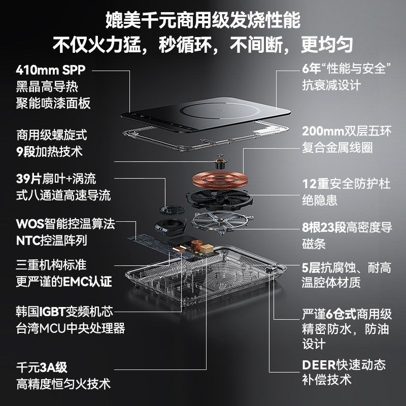 宫菱MEC电磁炉大功率2200W超大线圈多功能爆炒大火炒菜火锅专用