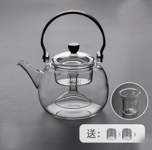 电陶炉煮茶器玻璃蒸煮茶壶双内胆煮茶炉家用烧水壶煮茶套装