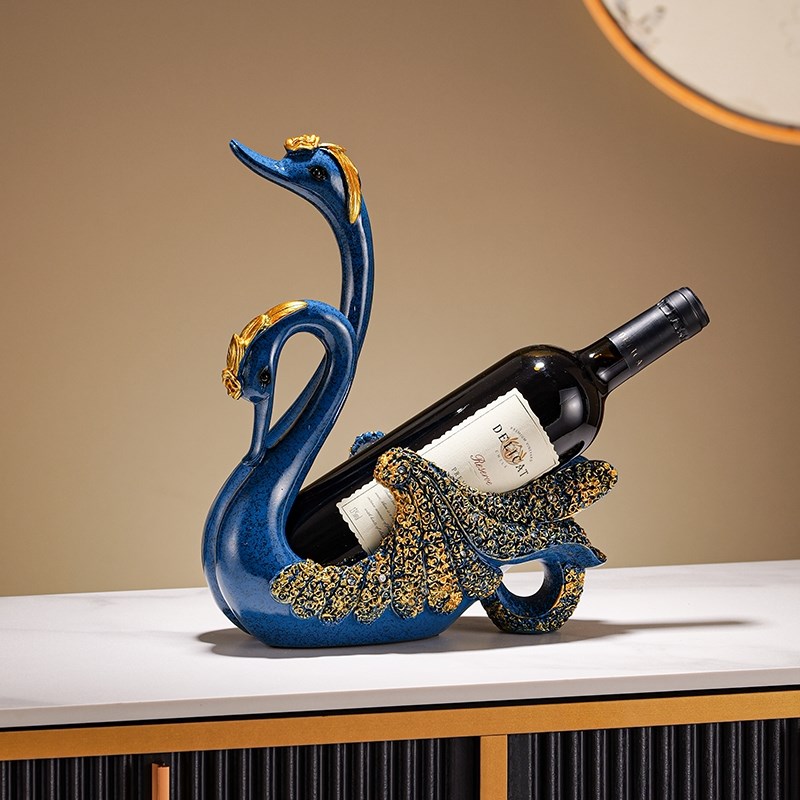 2024新款红酒架子斜放天鹅摆件网红酒瓶架酒柜洋酒摆放展示架轻奢