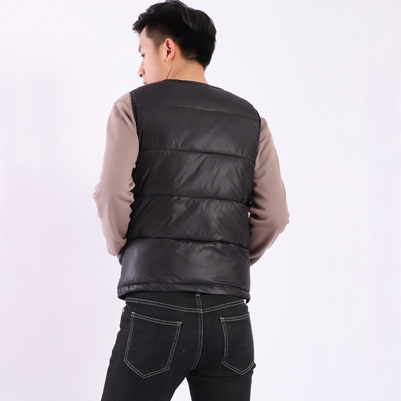 秋冬新款轻薄羽绒棉马甲男大口袋黑色时尚百搭修身内穿夹棉背心