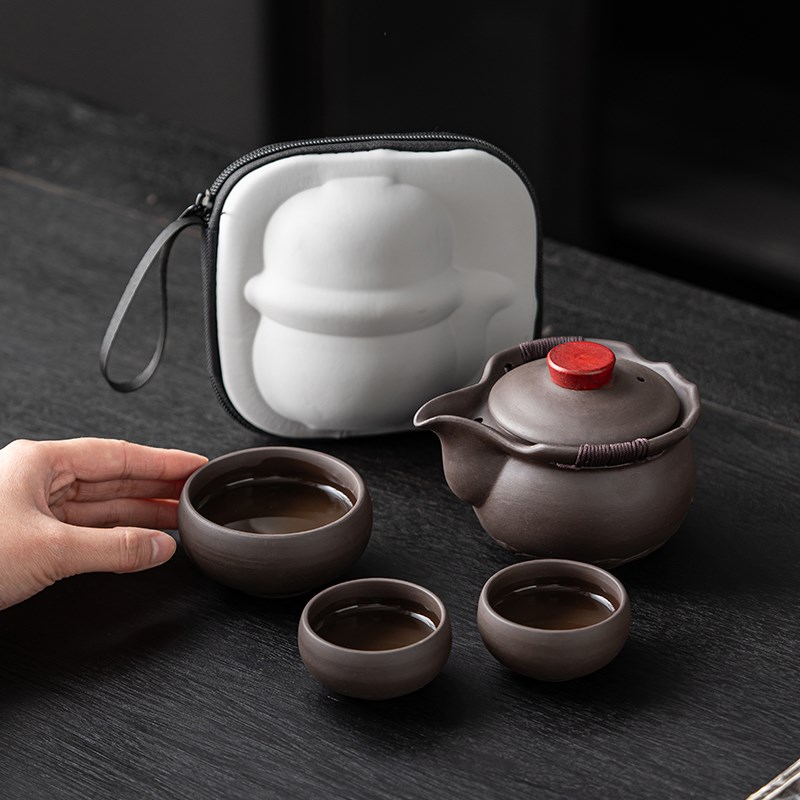 复古紫砂手抓壶单壶盖碗茶杯防烫家用功夫旅行茶具陶瓷泡茶器高档