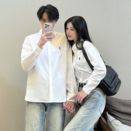 结婚拍情侣装秋装2024新款白色衬衫男女领证衬衣证件拍照气质衣服