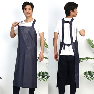 防水围裙女夏防油厨房工作服餐厅食堂水产专用罩衣男士加长皮围腰
