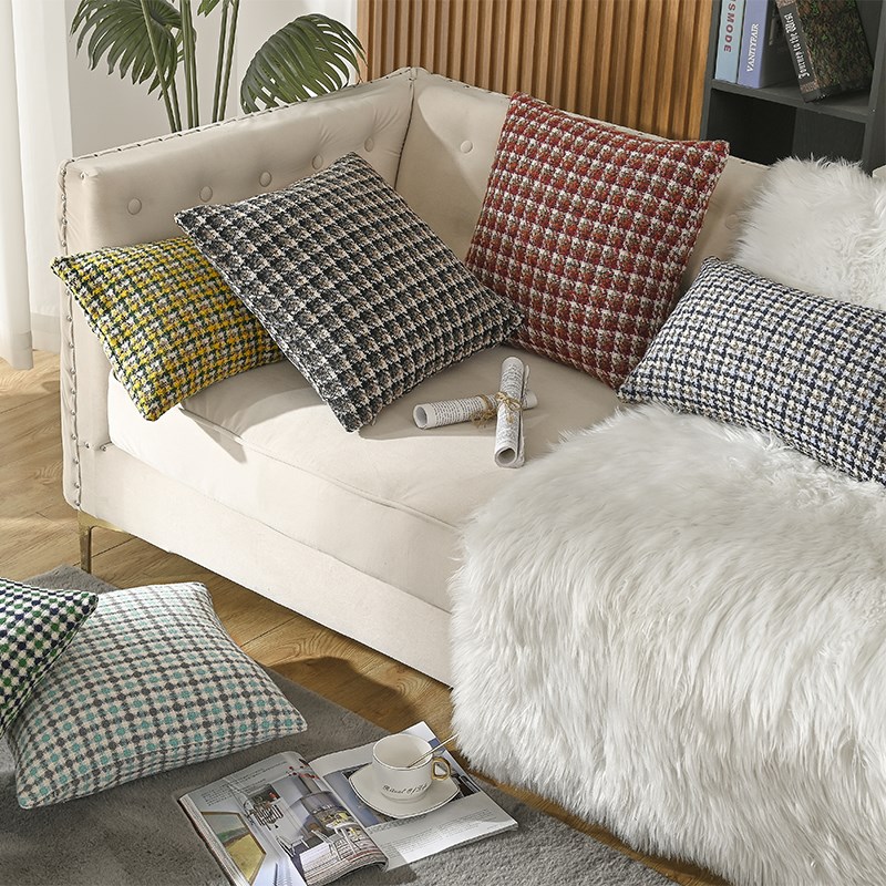 2024新款北欧双面格子抱枕套沙发客厅民宿样板间午睡靠垫套不含芯