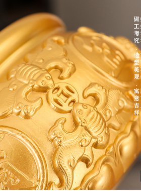 纯铜聚宝盆摆件招财聚财家用客厅玄关办公室存钱罐店铺开业乔迁礼