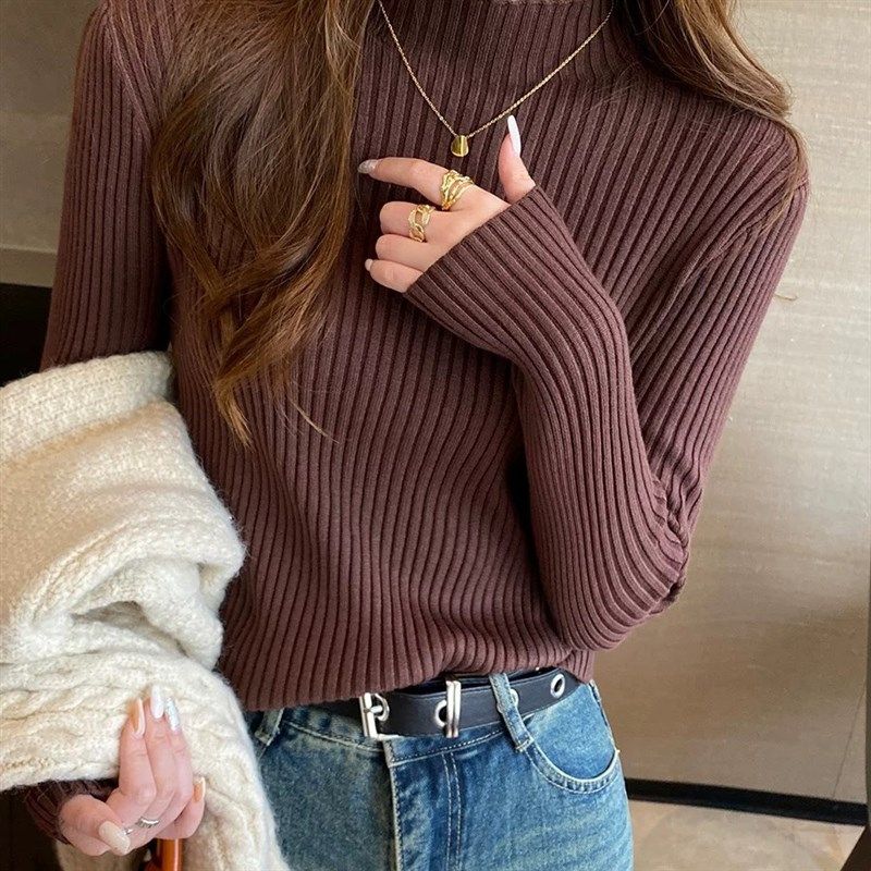 半高领毛衣女长袖秋冬新款简约内搭修身针织打底衫高级感保暖上衣,女装/女士精品,羊绒衫,淘宝优惠券,粉丝福利购,淘宝优惠卷