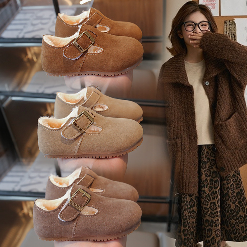 儿童加绒勃肯鞋2025冬季新款女童皮鞋百搭豆豆鞋小女孩软底保暖鞋,童鞋/婴儿鞋/亲子鞋,皮鞋,淘宝优惠券,粉丝福利购,淘宝优惠卷