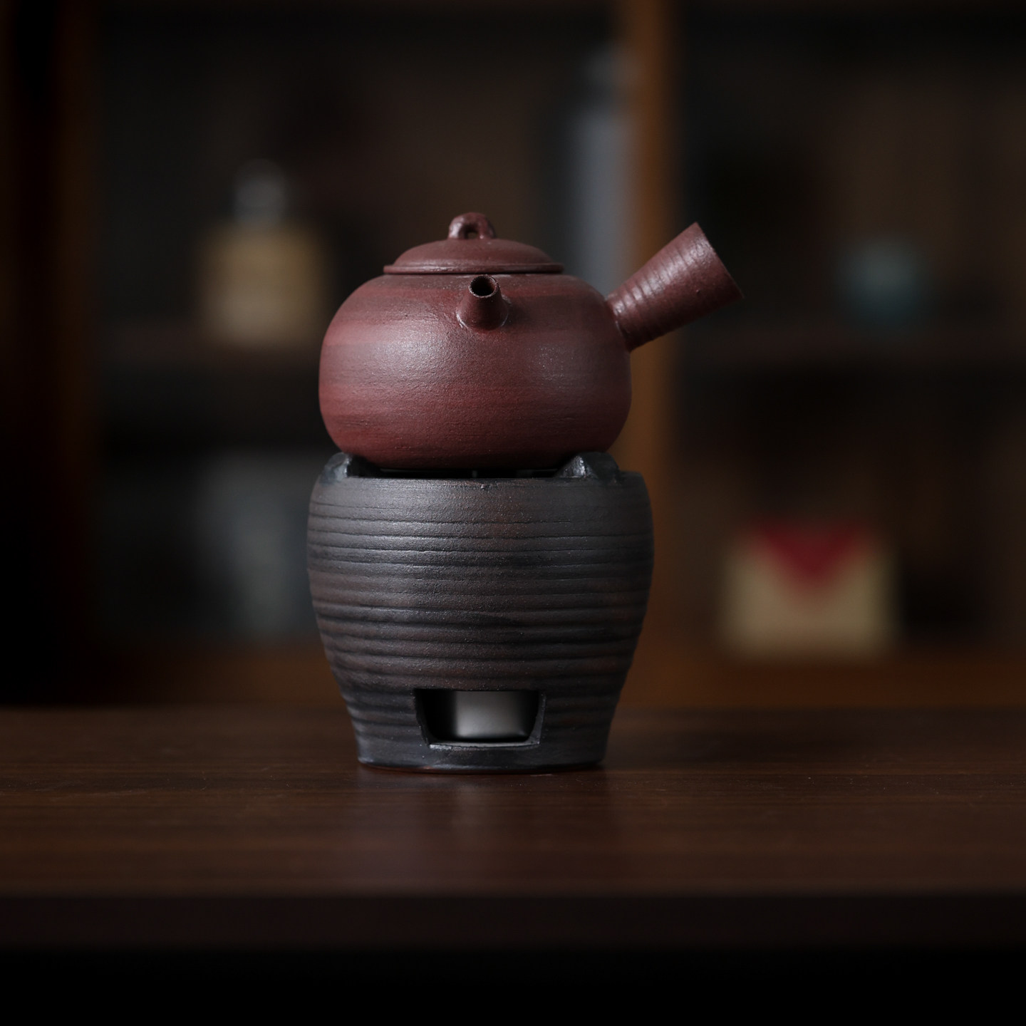 岩墨山房静简熟茶套组手拉纹茶壶