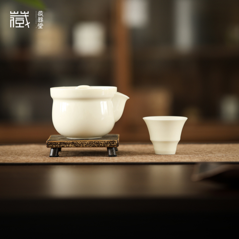 灰念象牙白茶壶悟禾壶梅花手抓壶