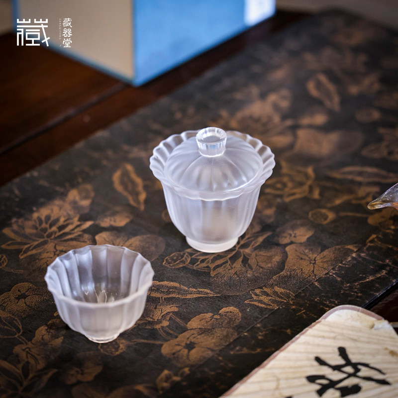 心缘堂琉璃闲梦江南透色盖碗茶杯