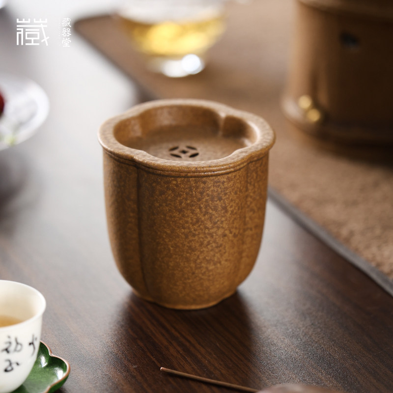 灰念老岩泥酱釉四叶草建水