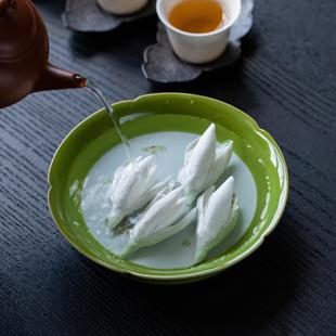 手捏陶瓷玉兰花茶搁笔架笔托茶具搁架茶道零配件茶宠茶桌搭配摆件