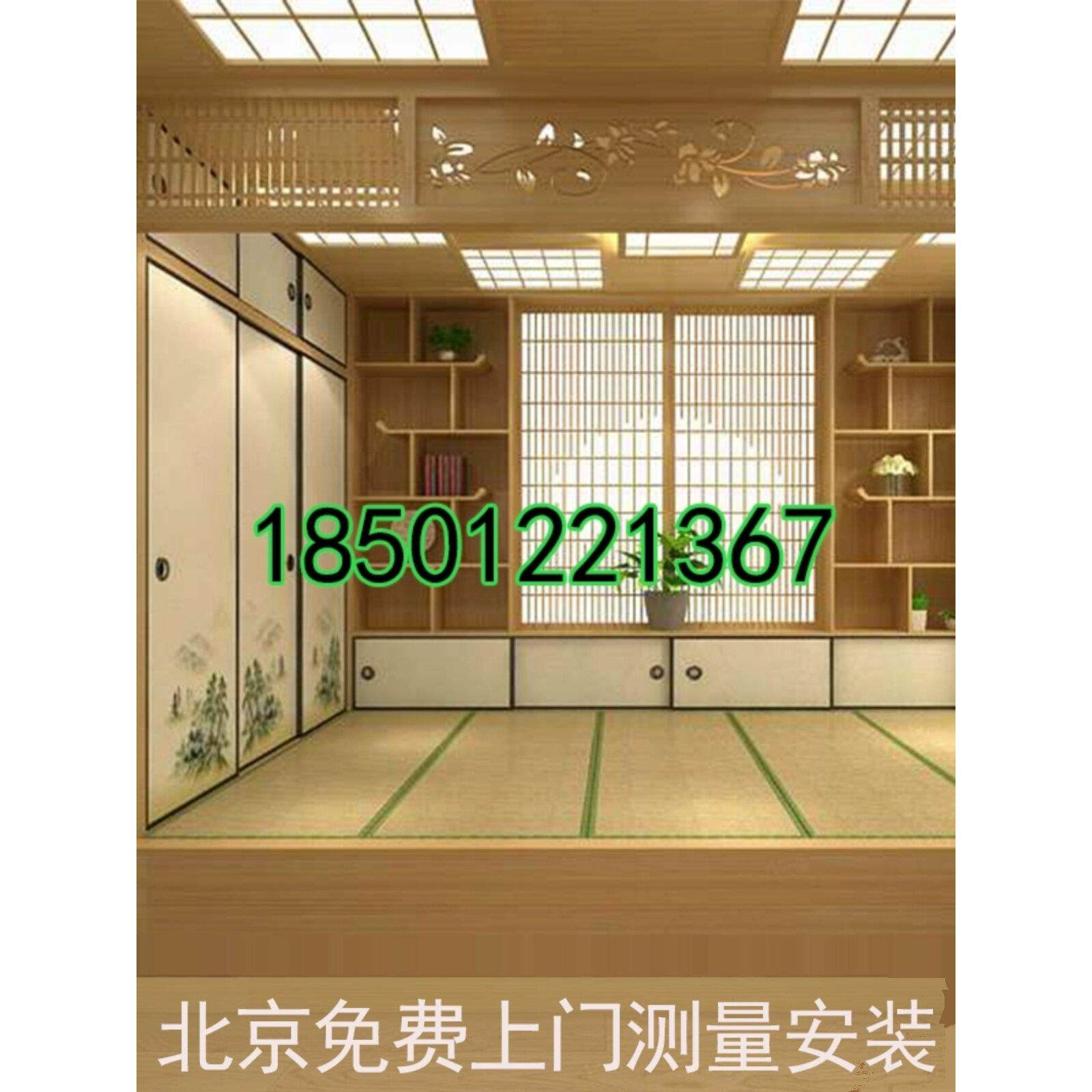 北京新中式实木榻榻米定制地台床储物衣柜一体榻榻米整体卧室欧式