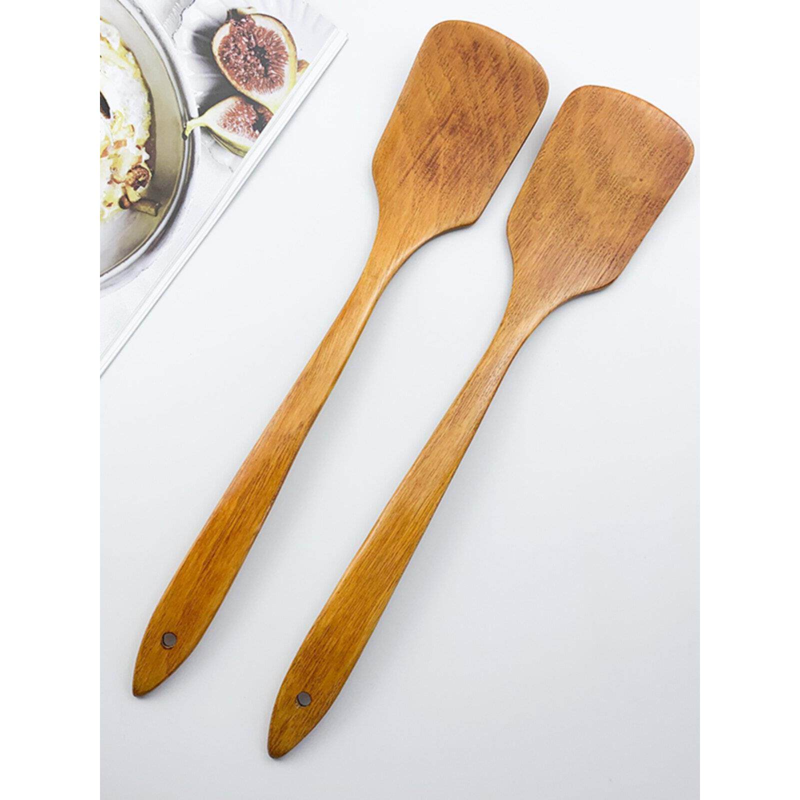 实木不粘锅专用木铲子耐高温加长柄木铲家用木质木锅铲弯柄铲厨具