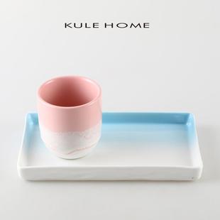 HOME KULE 陶瓷长方盘子漱口杯托盘卫浴卫生间收纳盘蛋糕盘寿司盘