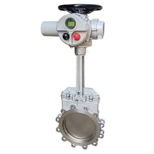 电动刀形闸阀Dn250灰色清除泥浆材料颗粒地面陶瓷耐磨浆料插入阀P