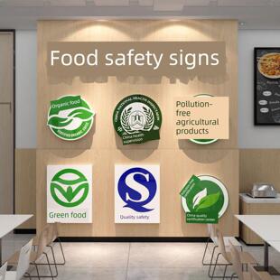 食品安全标识贴纸环境创作幼儿园食堂文化墙装修主题绘画完成文化