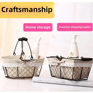 韩国背包铁制储物篮超市购物篮水果花篮面包篮铁丝储物篮野餐